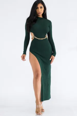 22641 - ASYMMETRICAL CUT OUT CHAIN DRESS