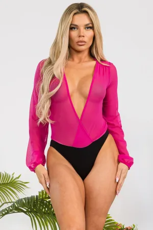 AB7005 - DEEP V-NECK SHEER BODYSUIT