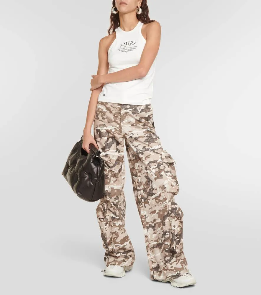 AMIRI high-waisted cotton camouflage cargo pants, green