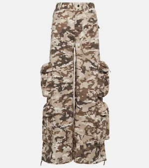 AMIRI high-waisted cotton camouflage cargo pants, green