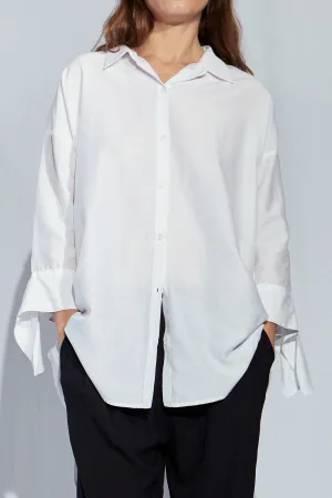 BIANCA BOW SHIRT - WHITE - SILK/COTTON