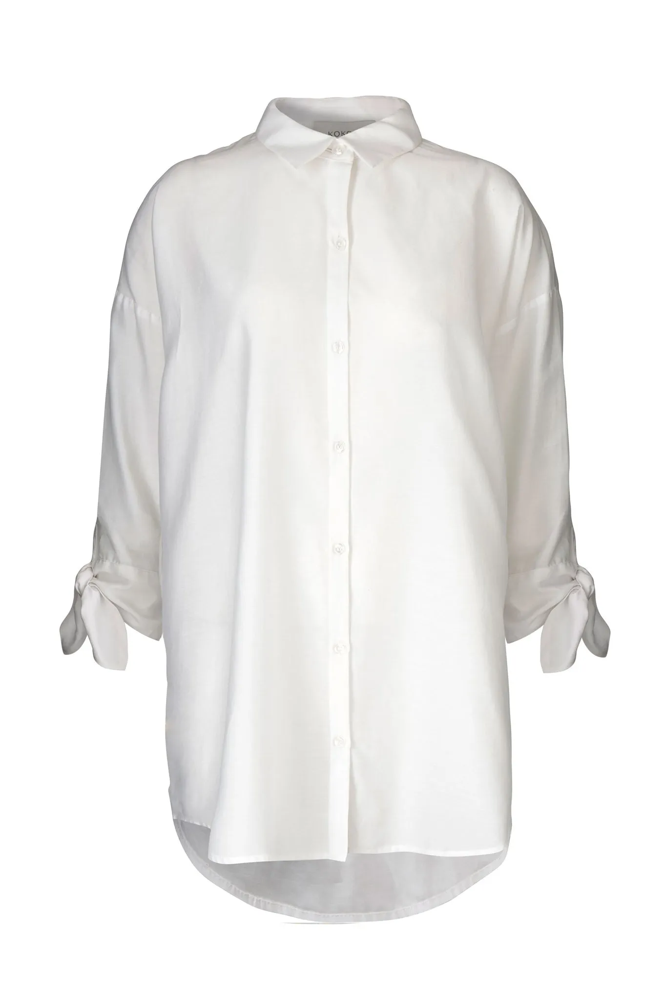 BIANCA BOW SHIRT - WHITE - SILK/COTTON
