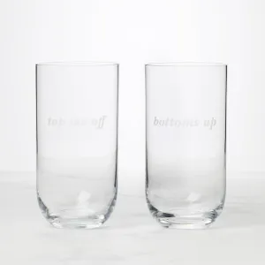 Bottoms Up & Top Me Off Hiball Glasses, Set of 2