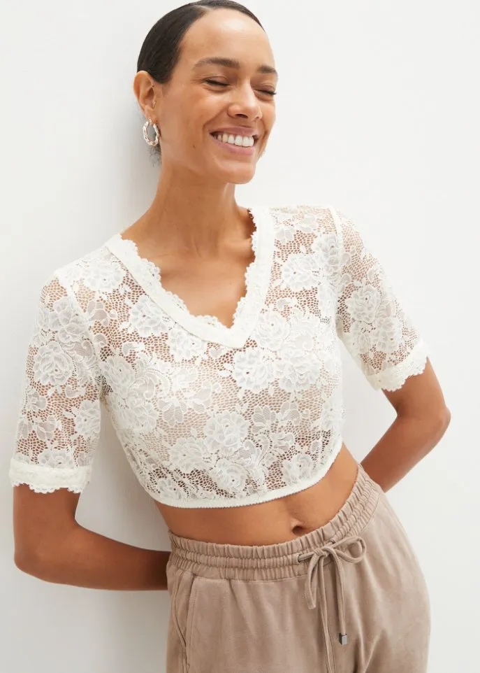 Bpc Selection Lace Dirndl Blouse, White
