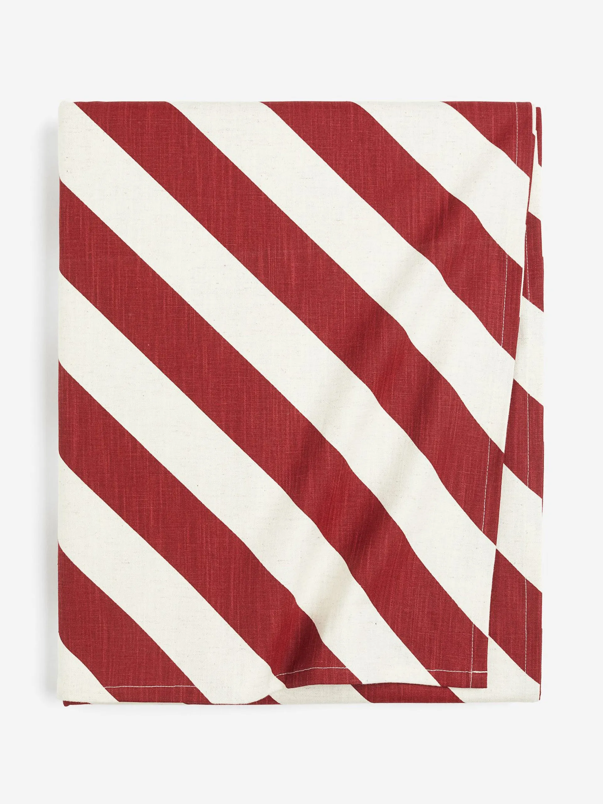 Candy-striped linen-blend tablecloth