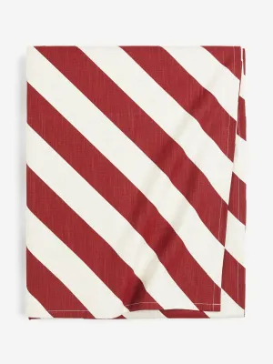 Candy-striped linen-blend tablecloth