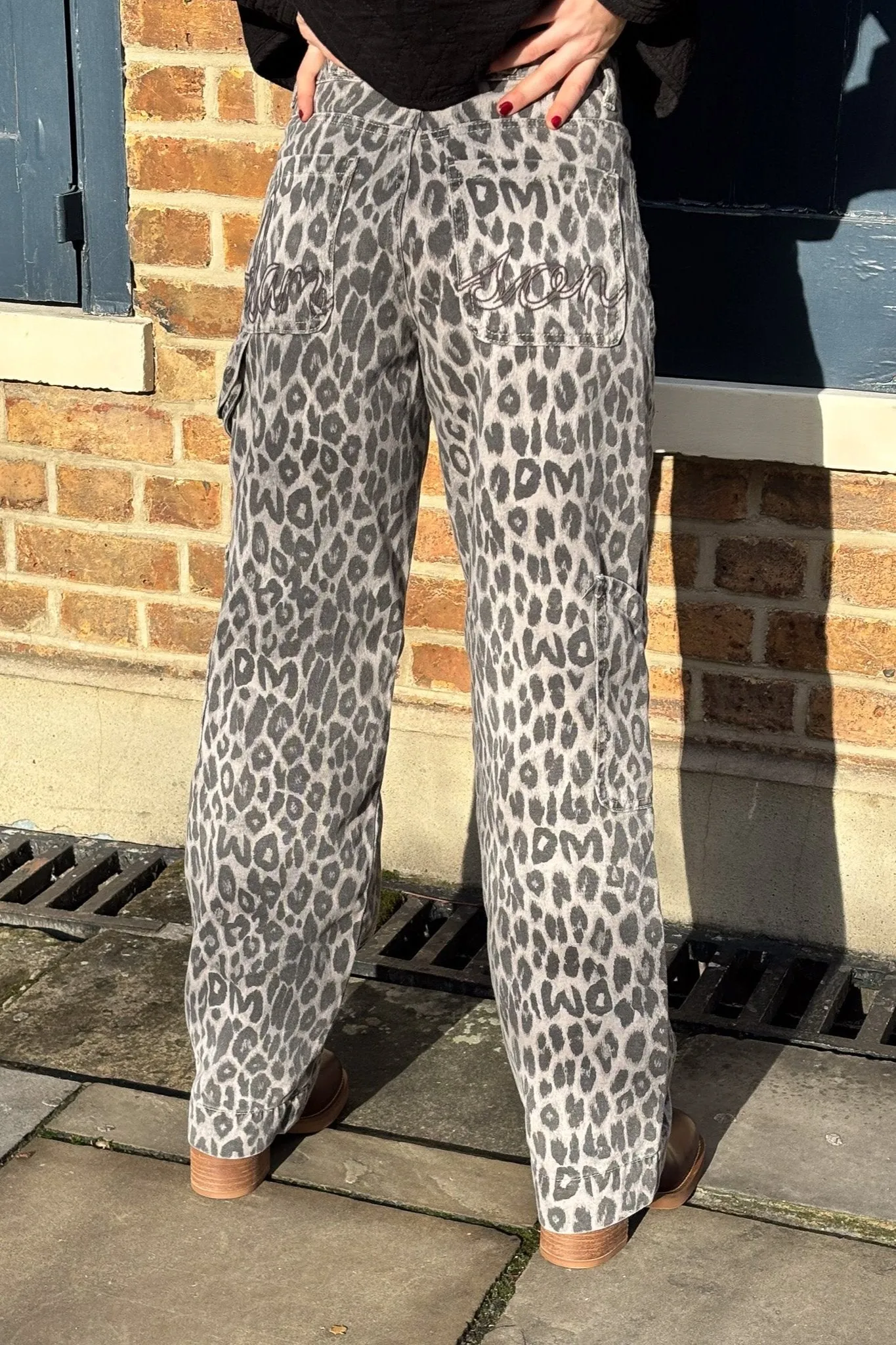 Damson Drew Charcoal Leopard Cargos