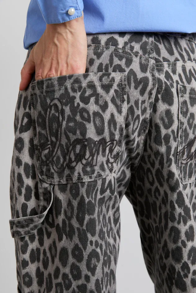 Damson Drew Charcoal Leopard Cargos