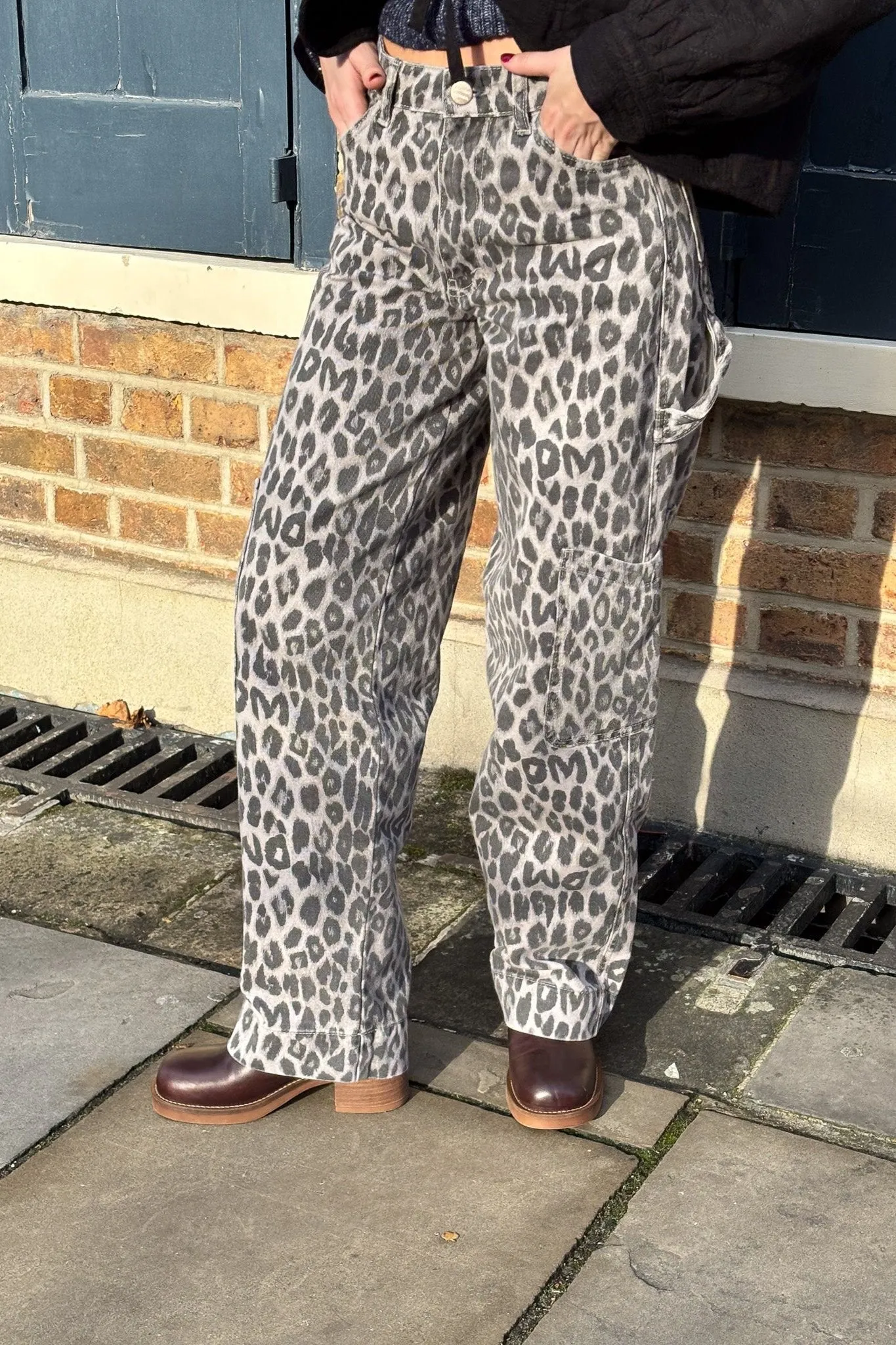 Damson Drew Charcoal Leopard Cargos