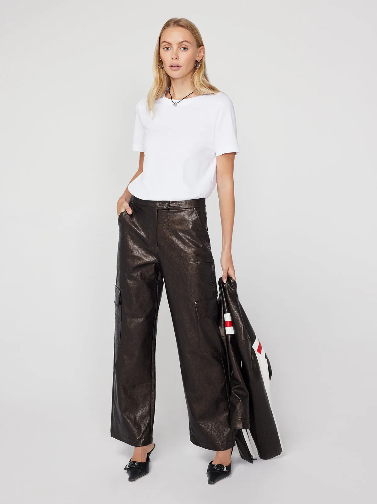 Denise Black Vinyl Cargo Trousers