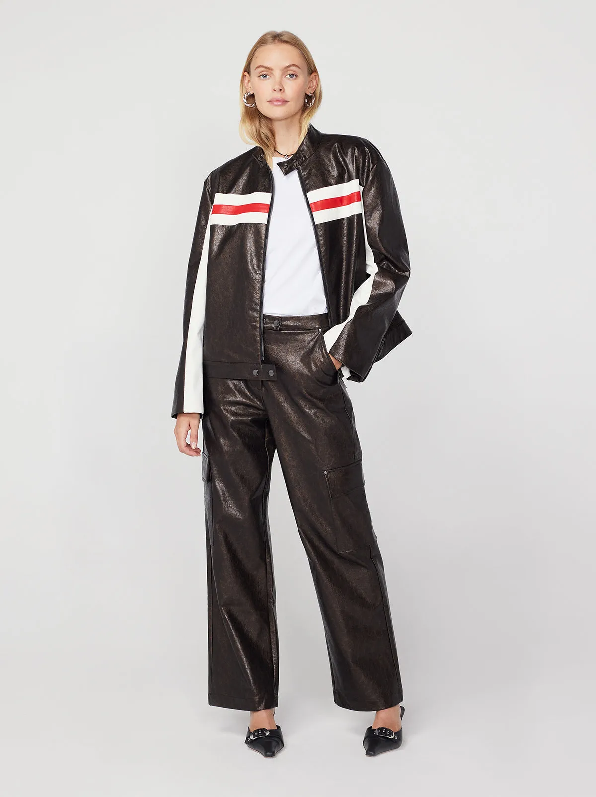 Denise Black Vinyl Cargo Trousers