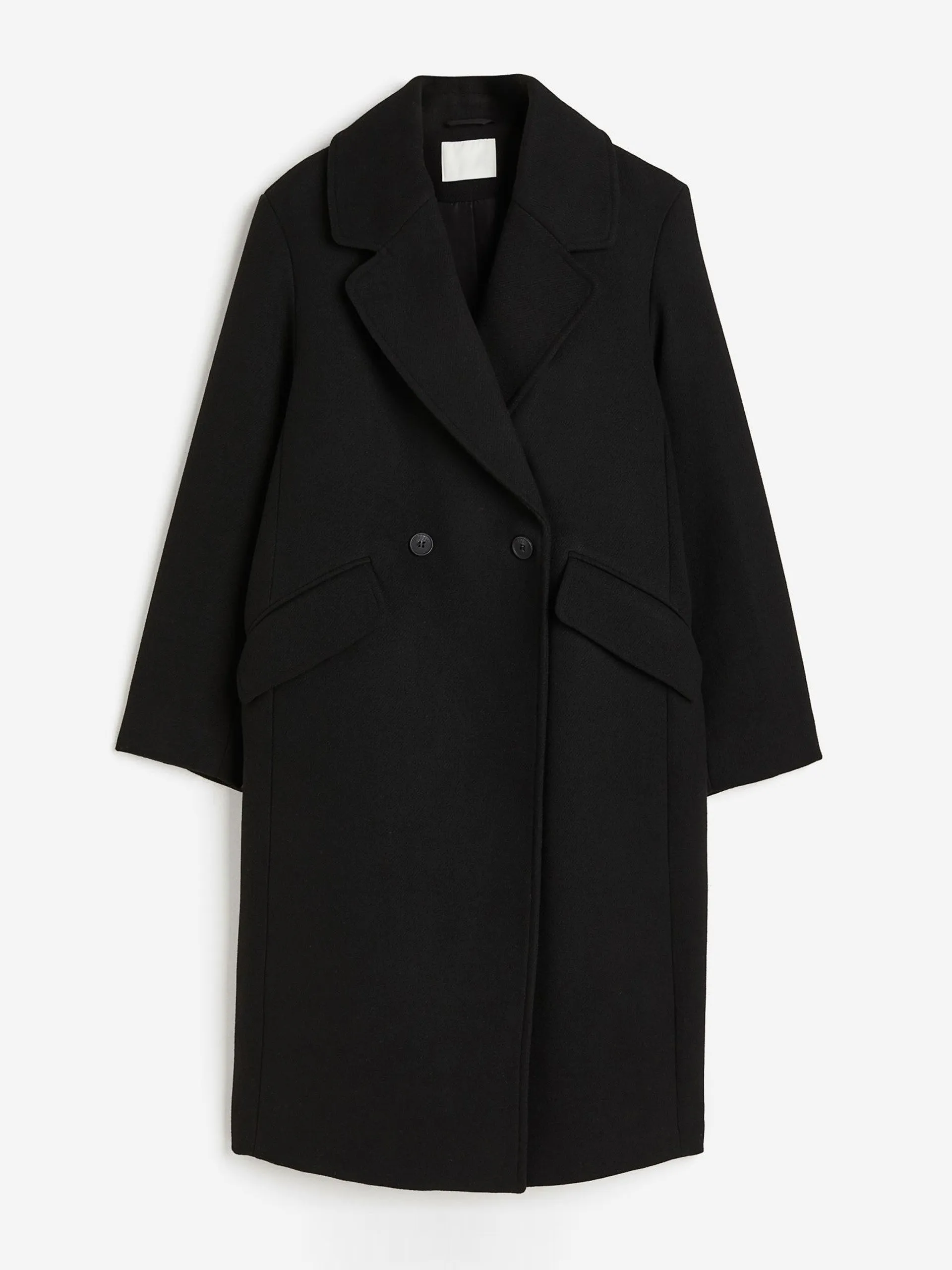 Double-breasted black coat