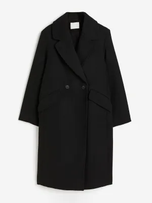 Double-breasted black coat