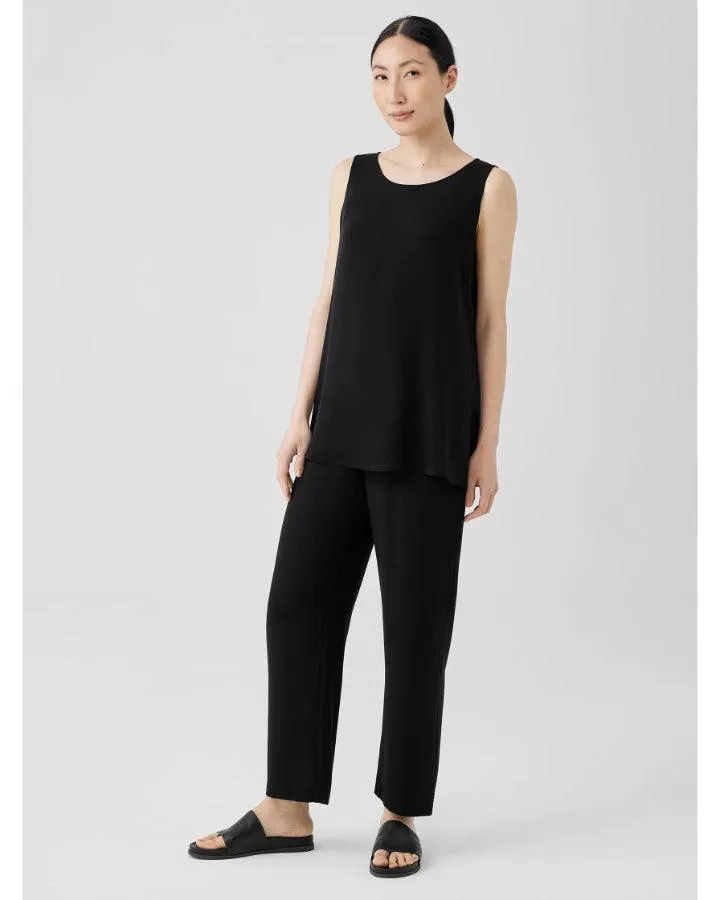 Eileen Fisher Silk Georgette Ballet Neck Long Tank