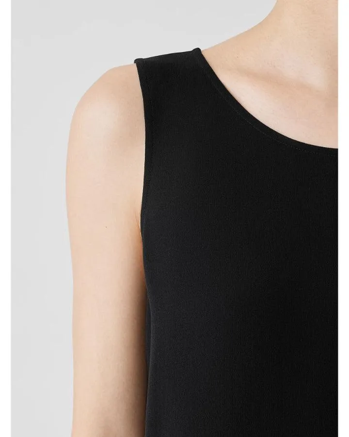 Eileen Fisher Silk Georgette Ballet Neck Long Tank