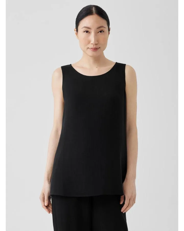 Eileen Fisher Silk Georgette Ballet Neck Long Tank