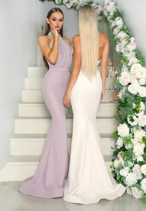 Elegant High-Neck Sleeveless Bridesmaid Gowns | Mermaid Long Maid of Hornor Dress