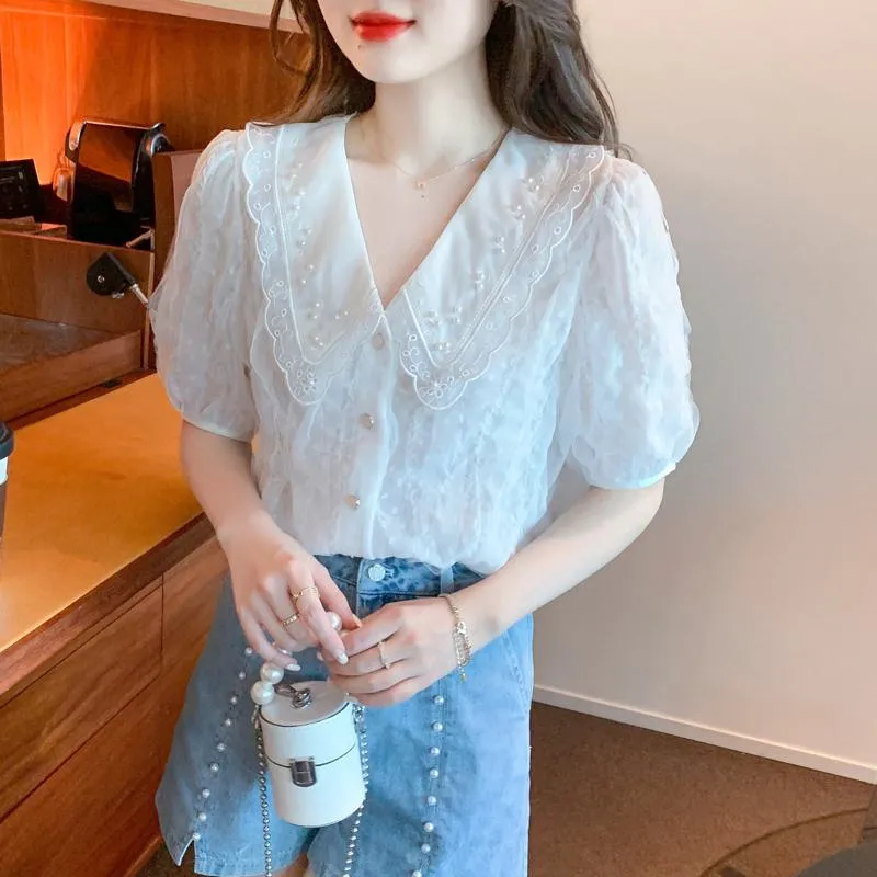Fairy Lace Beaded Chiffon Blouse