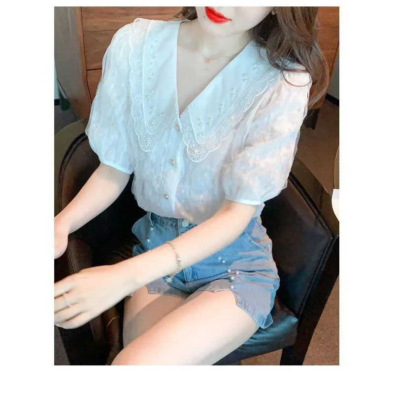 Fairy Lace Beaded Chiffon Blouse
