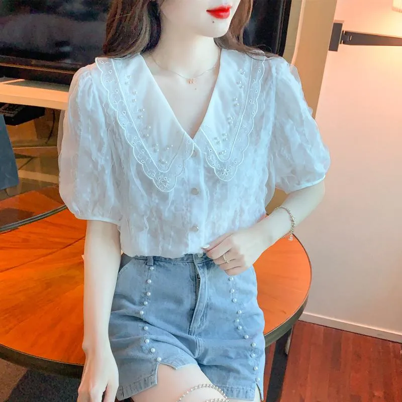 Fairy Lace Beaded Chiffon Blouse