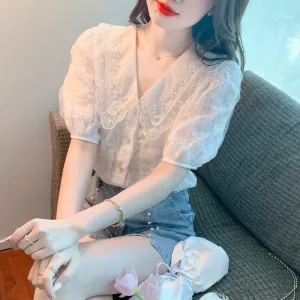 Fairy Lace Beaded Chiffon Blouse