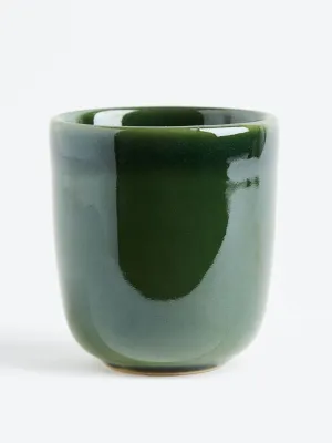 Green stoneware cup
