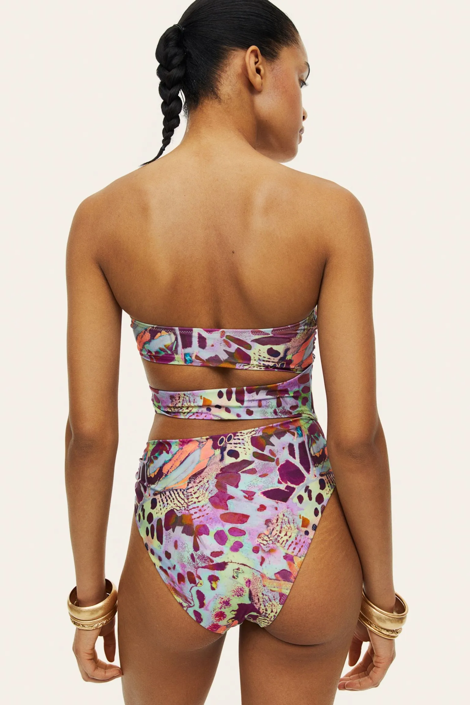 H&M High-leg Cut-out swimsuit, multicolor