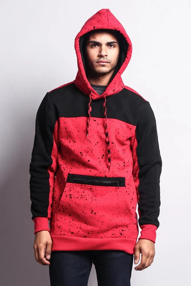 Long Length Splattered Contrast Hoodie