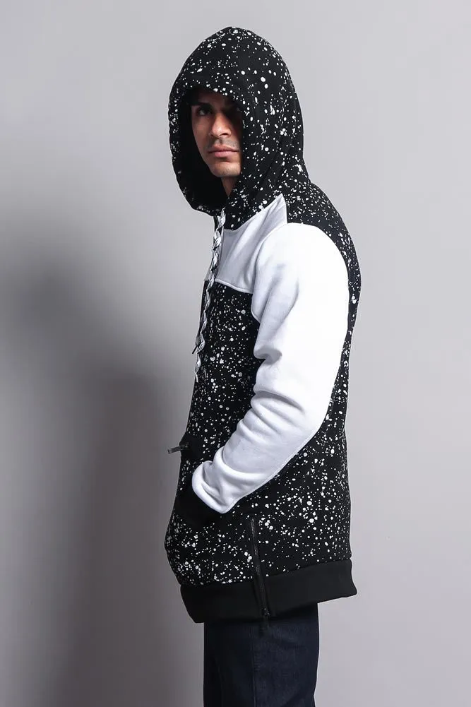 Long Length Splattered Contrast Hoodie