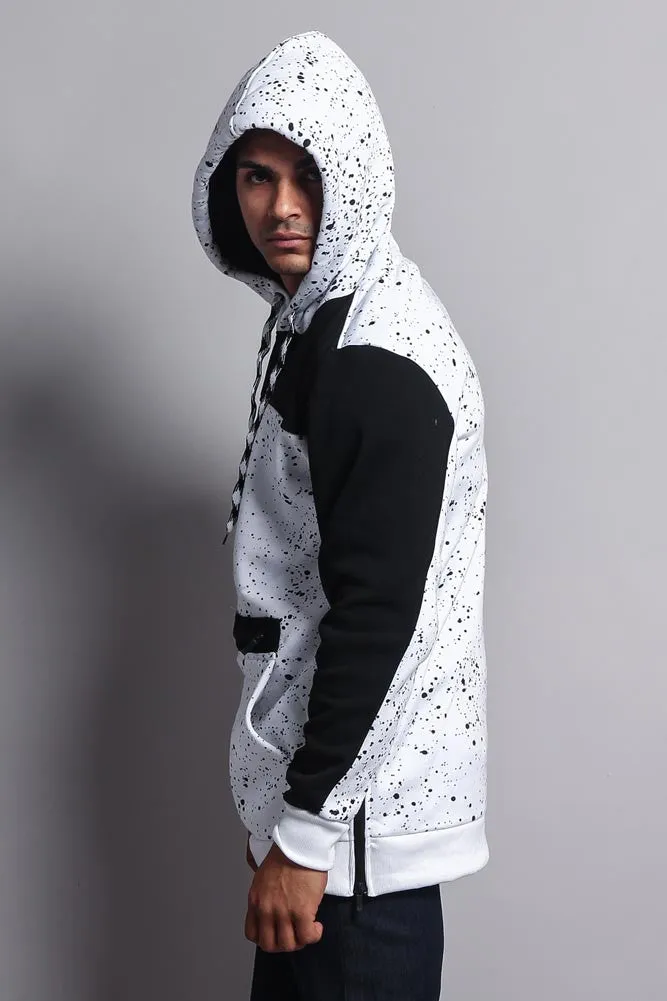 Long Length Splattered Contrast Hoodie