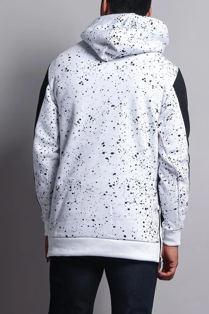 Long Length Splattered Contrast Hoodie