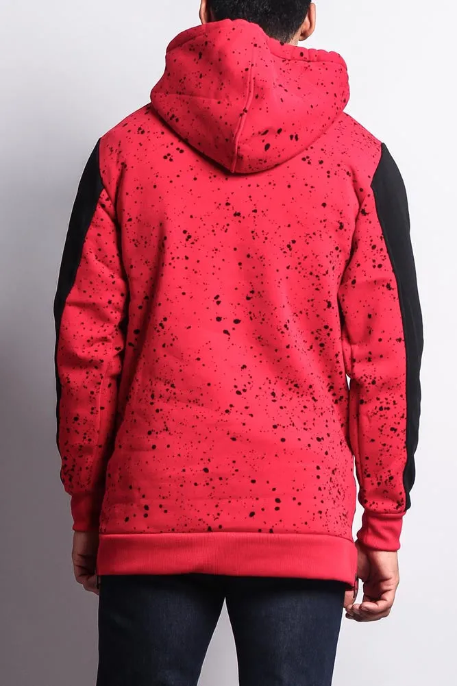 Long Length Splattered Contrast Hoodie