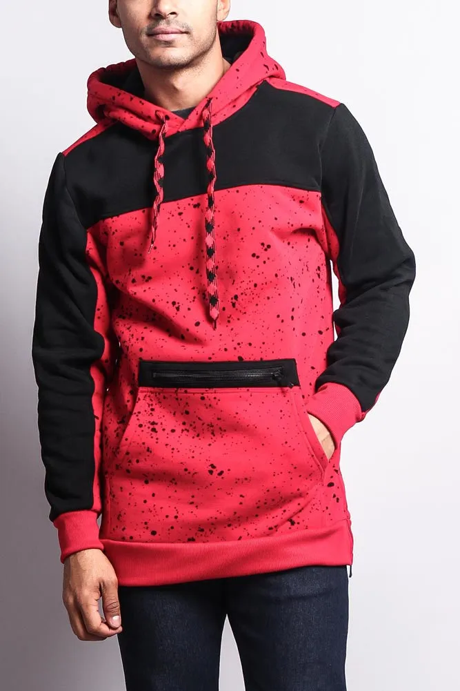 Long Length Splattered Contrast Hoodie