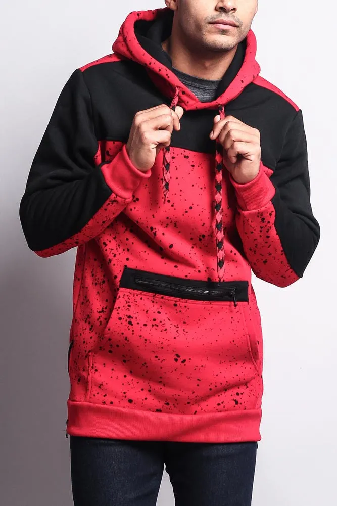 Long Length Splattered Contrast Hoodie