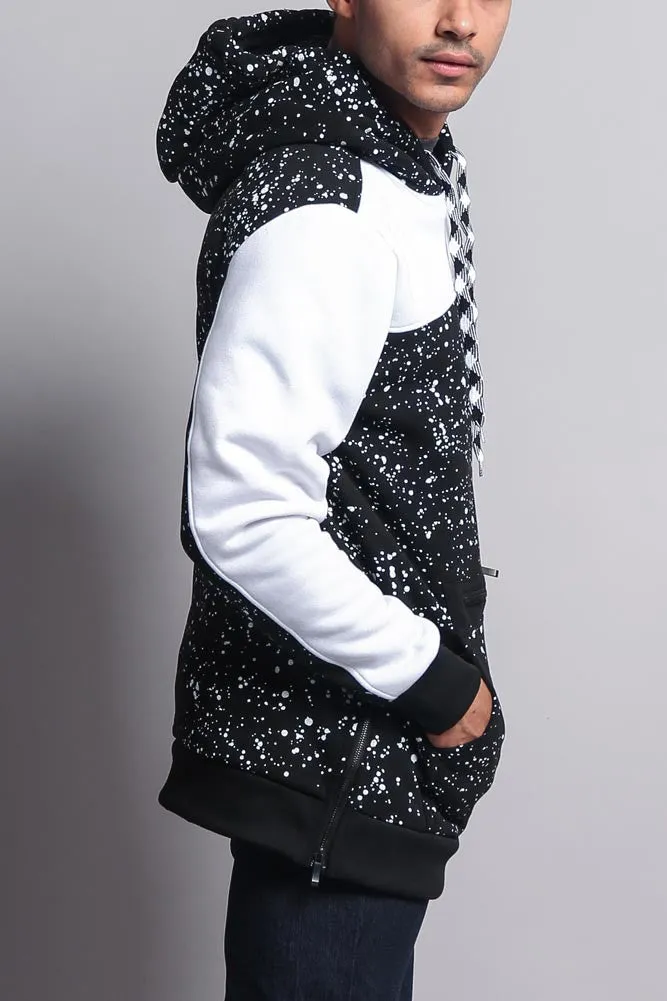 Long Length Splattered Contrast Hoodie