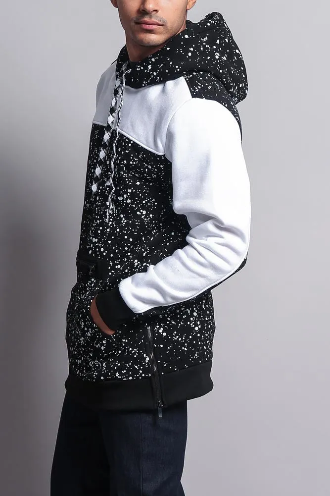 Long Length Splattered Contrast Hoodie