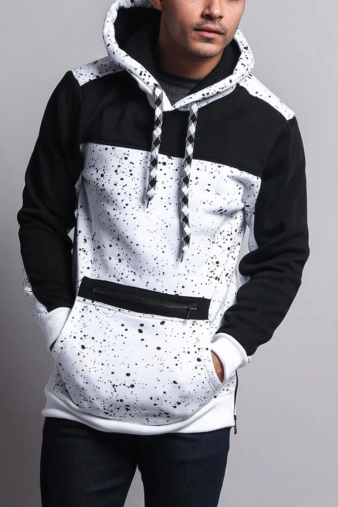 Long Length Splattered Contrast Hoodie