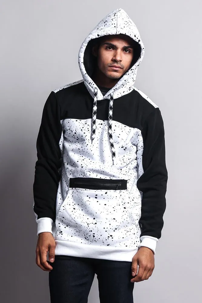 Long Length Splattered Contrast Hoodie