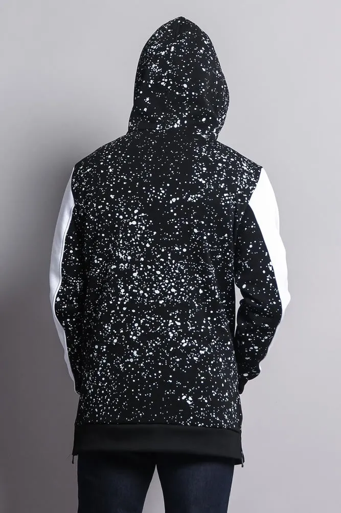 Long Length Splattered Contrast Hoodie