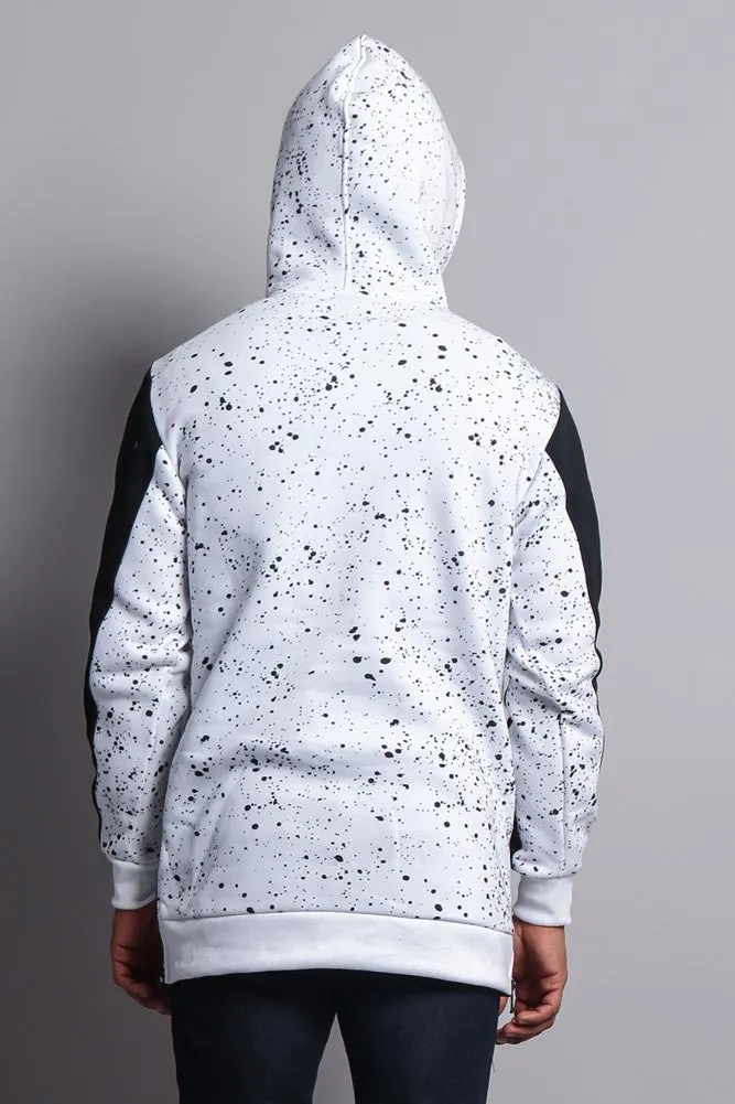 Long Length Splattered Contrast Hoodie