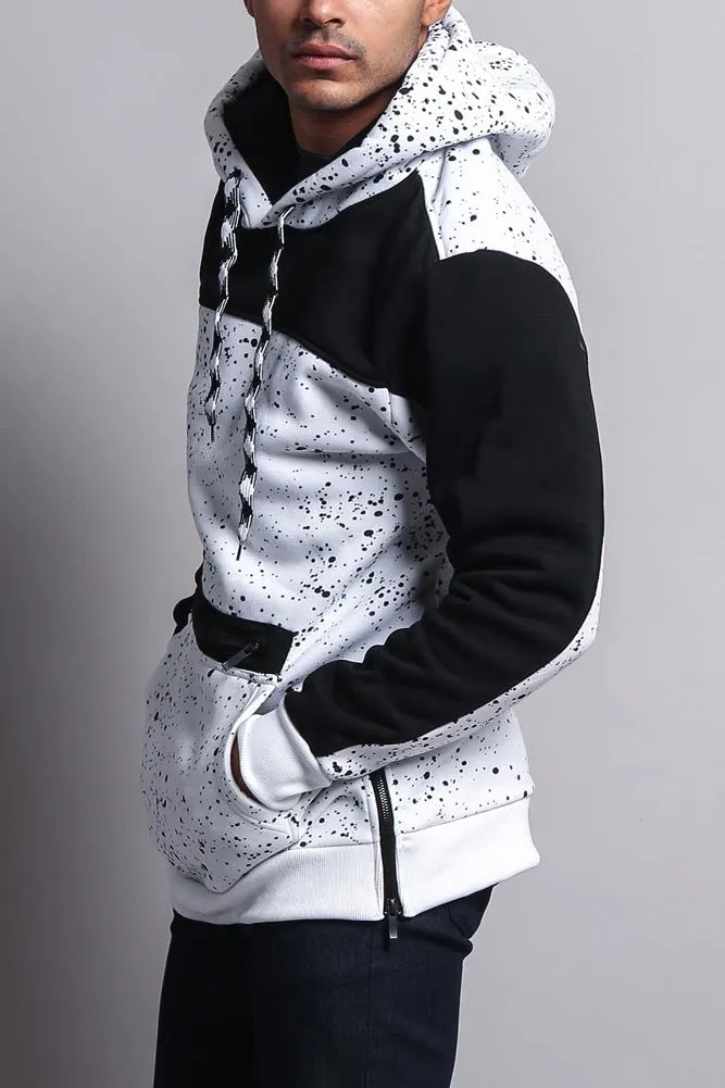 Long Length Splattered Contrast Hoodie