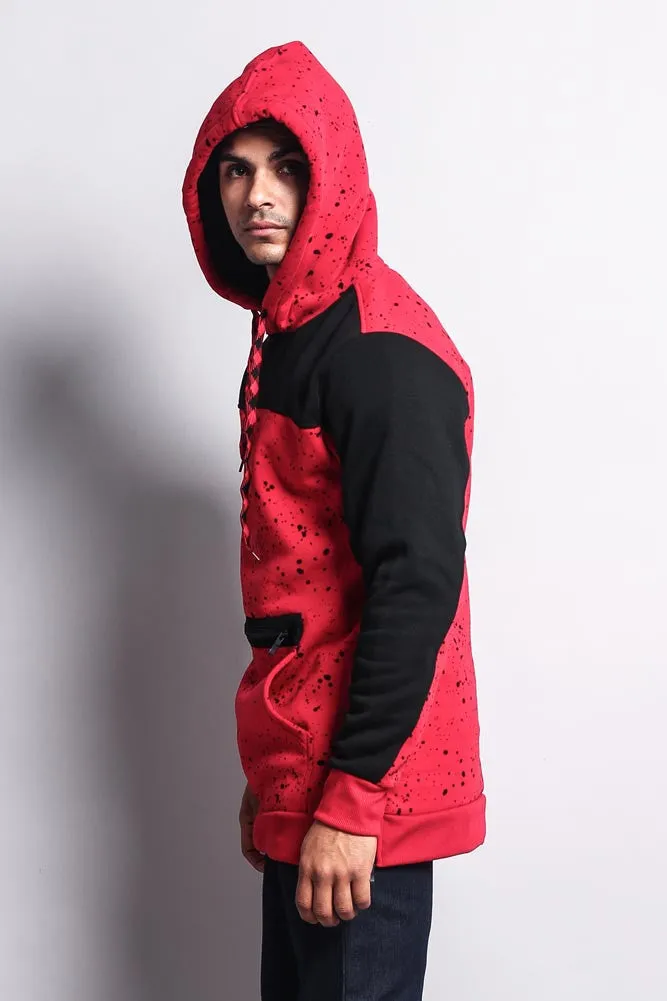 Long Length Splattered Contrast Hoodie
