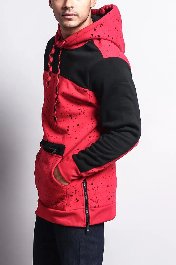 Long Length Splattered Contrast Hoodie