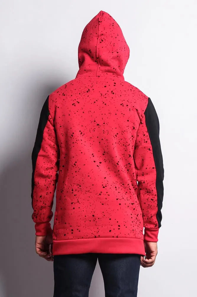 Long Length Splattered Contrast Hoodie