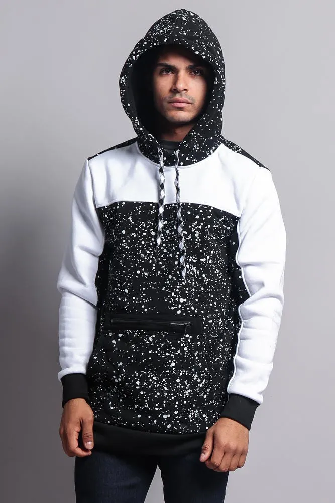 Long Length Splattered Contrast Hoodie