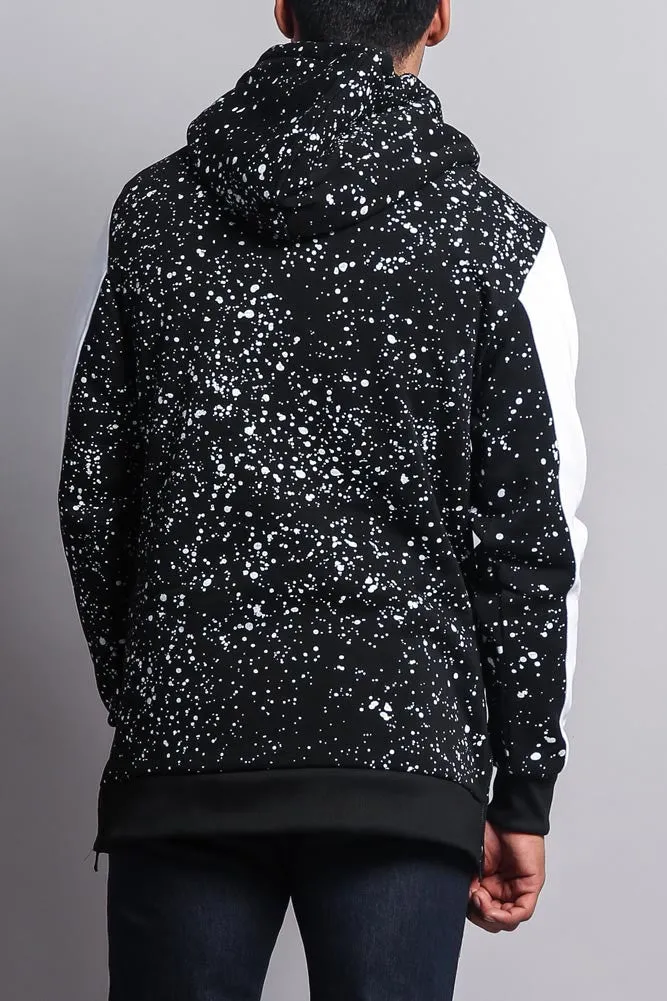 Long Length Splattered Contrast Hoodie