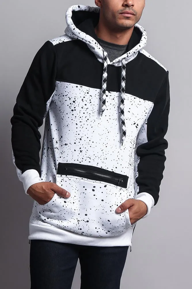 Long Length Splattered Contrast Hoodie