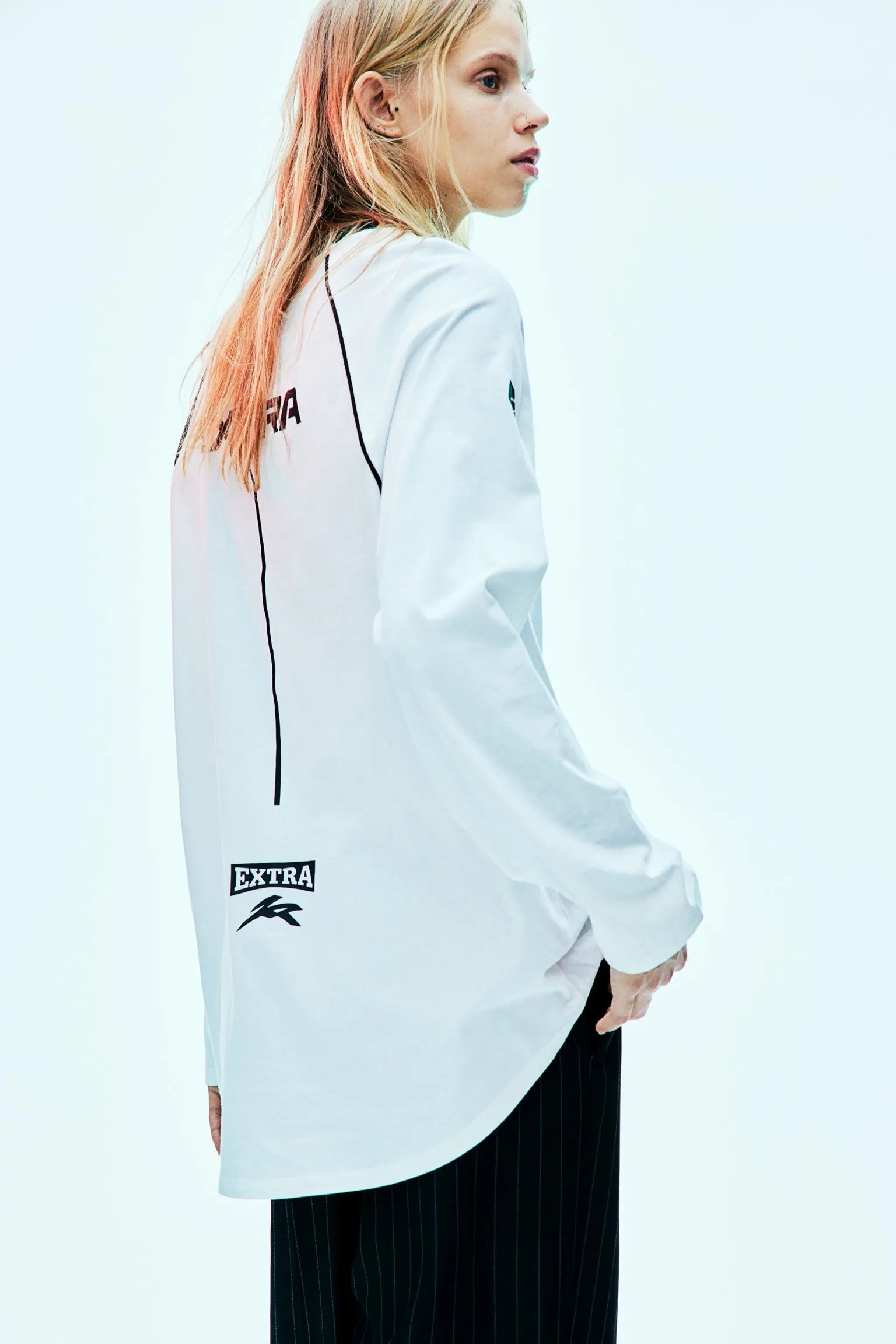 Long sleeve H&M Printed Extra, cream