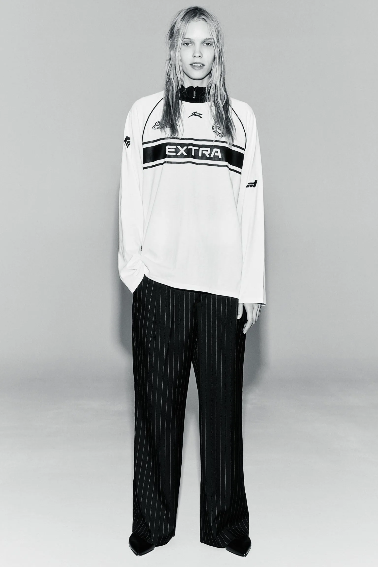 Long sleeve H&M Printed Extra, cream