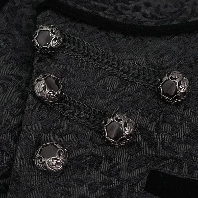 Men's Gothic Embossed Waistcoat with Brooch Black